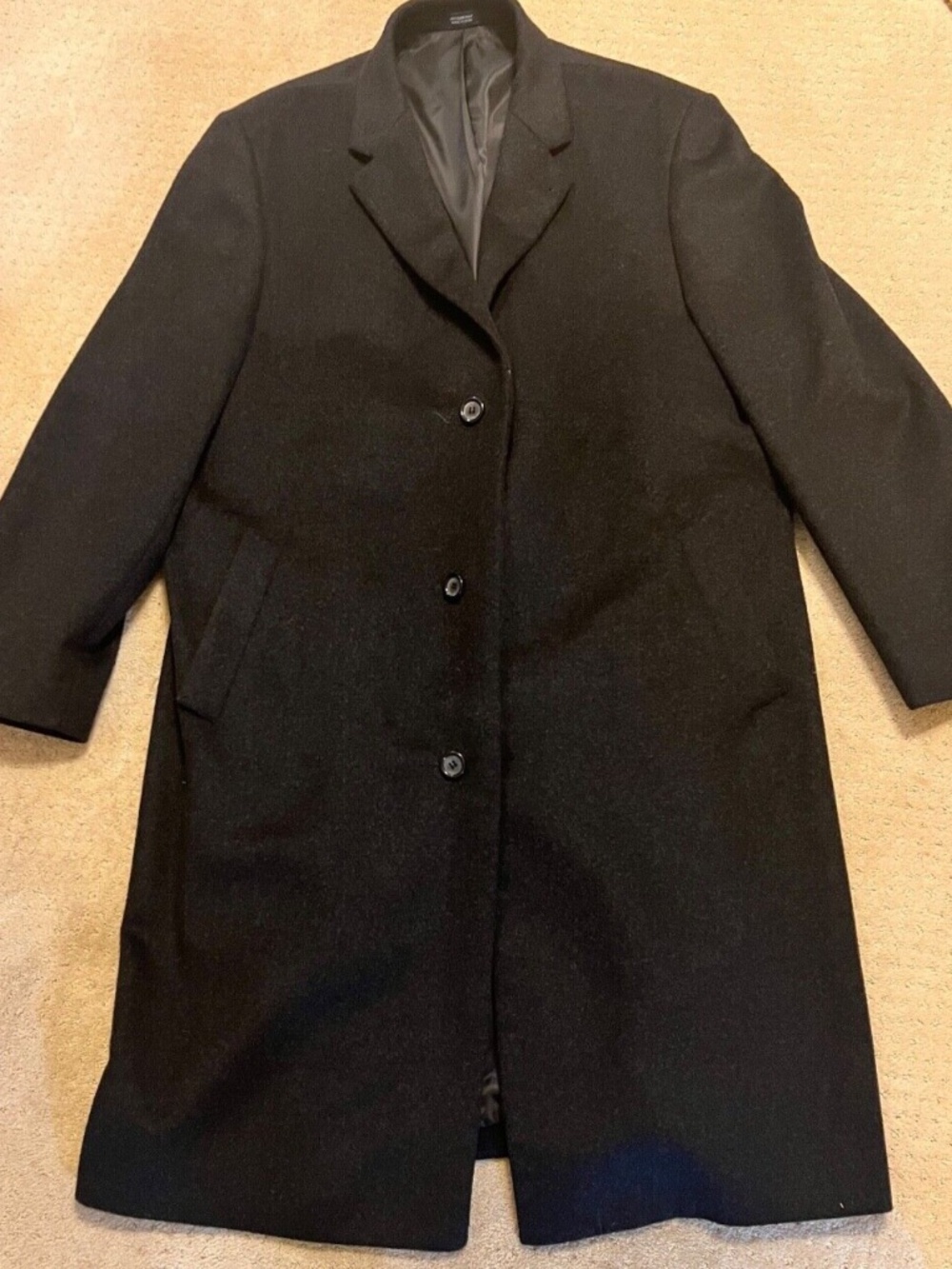 SADDLEBRED Long Wool Coat Overcoat Mens Size 46R Black